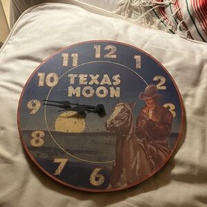 Texas Moon Vintage Wall Clock - Blue and Brown